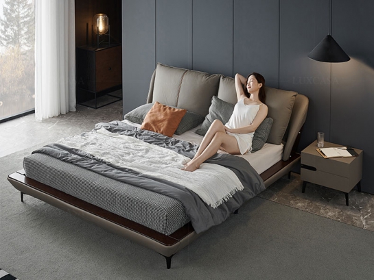 Giường ngủ bọc da cao cấp GD328