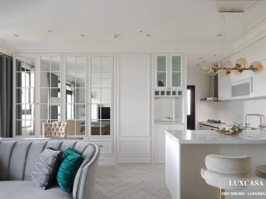 Thiết kế chung cư tân cổ điển cao cấp nhà chị Tú Anh