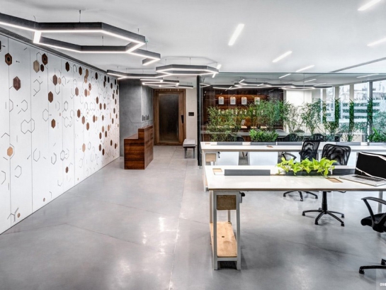 Thiết kế công ty UNI LAB phong cách xanh